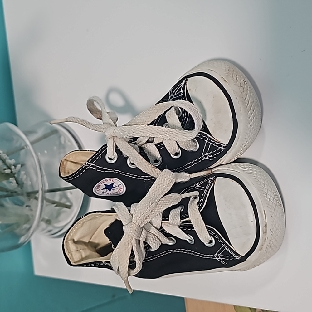 Kids Converse Size 5 black and white hightops